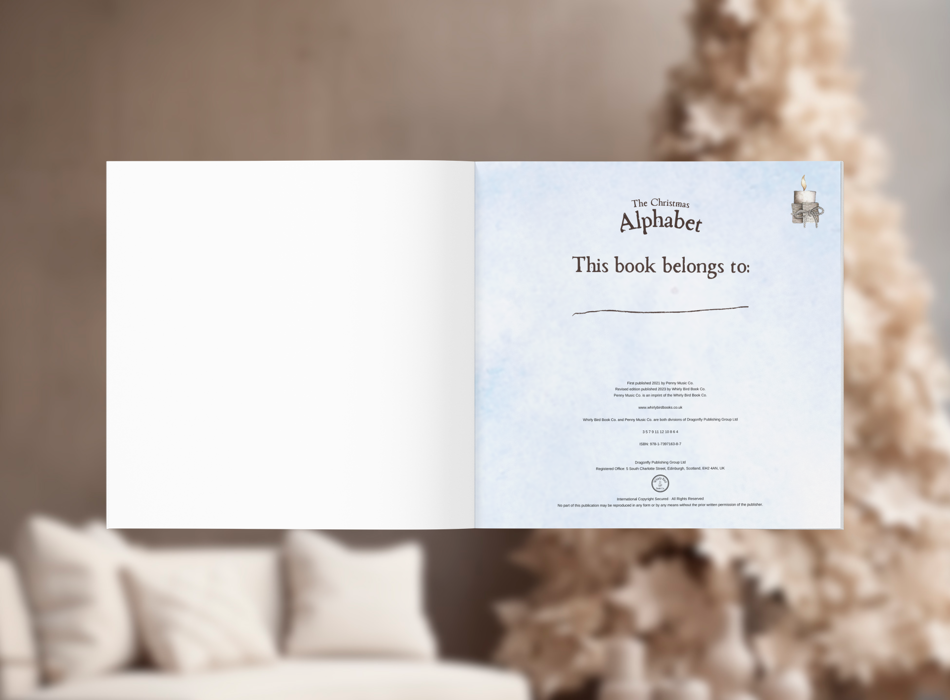 Inside front cover of Christmas alphabet